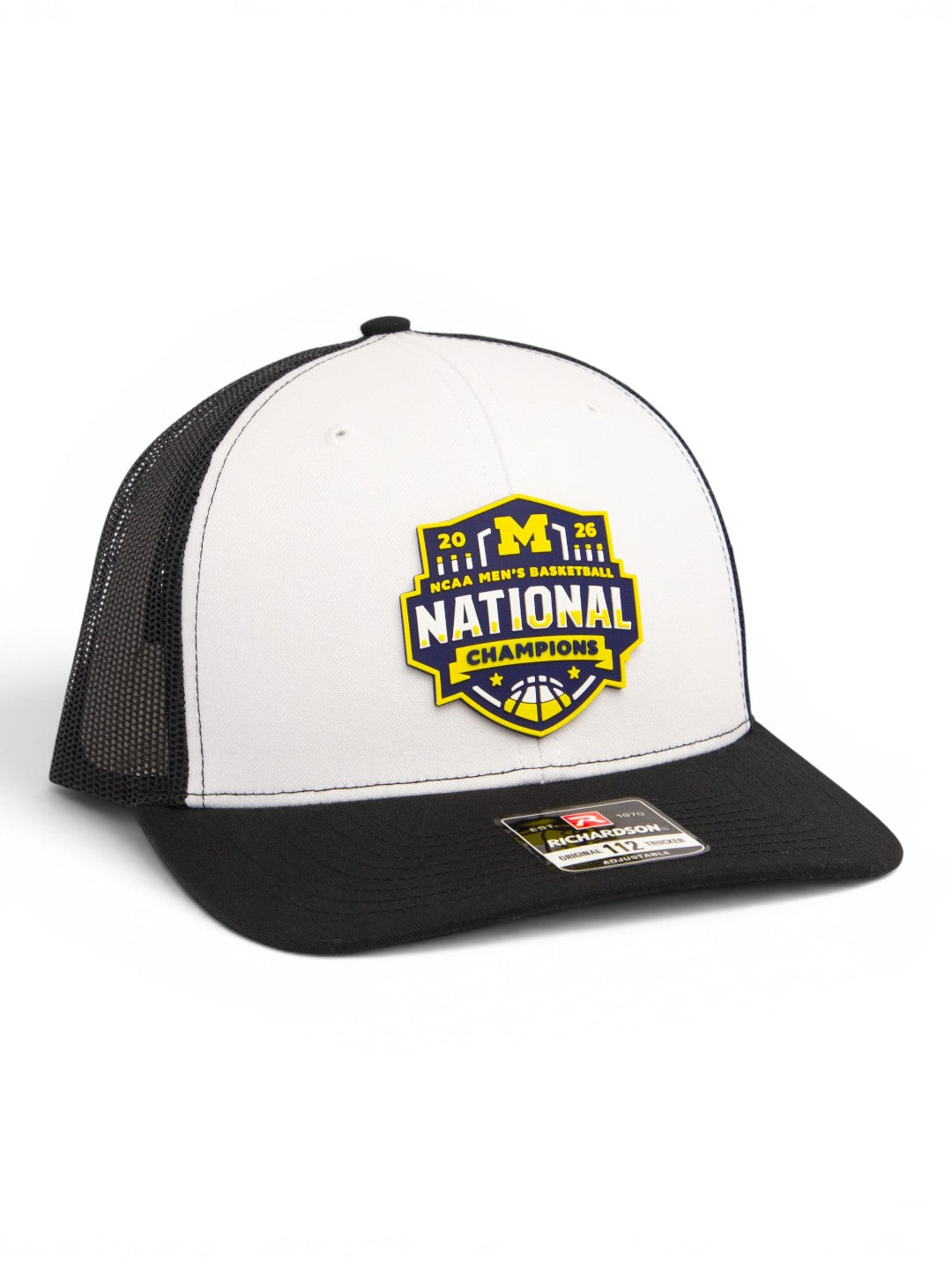Michigan Wolverines 2026 Basketball National Champions 3D Snapback Trucker Hat- White/ Black