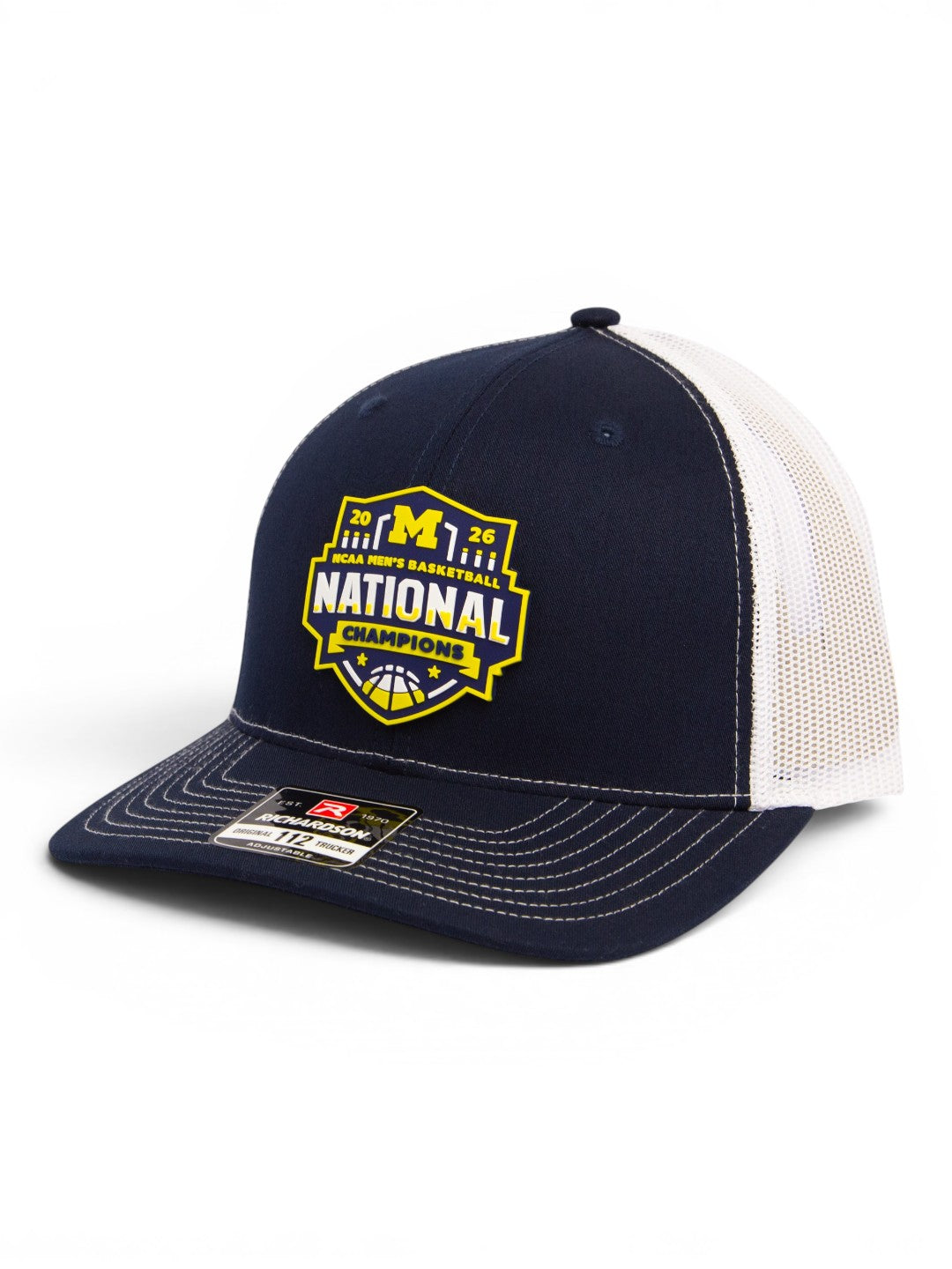 Michigan Wolverines 2026 Basketball National Champions 3D Snapback Trucker Hat- Navy/ White