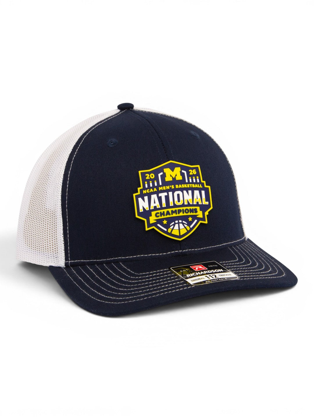 Michigan Wolverines 2026 Basketball National Champions 3D Snapback Trucker Hat- Navy/ White