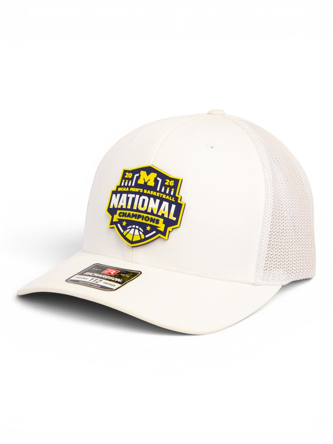 Michigan Wolverines 2026 Basketball National Champions 3D Snapback Trucker Hat- White