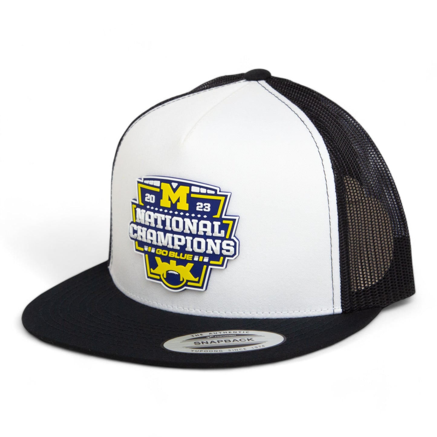 Michigan Wolverines College Football National Champions 3D YP Snapback Flat Bill Trucker Hat- White/ Black