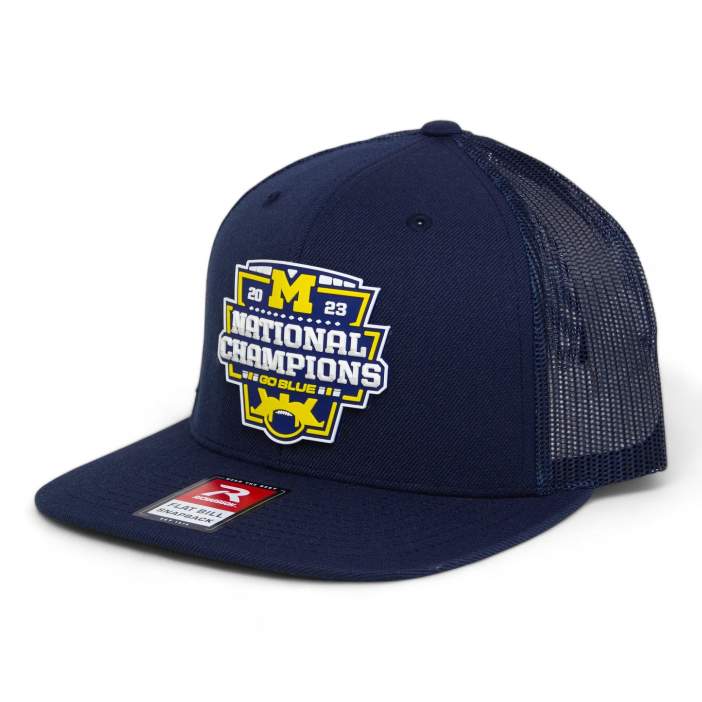 Michigan Wolverines College Football National Champions 3D Wool Blend Flat Bill Hat- Navy