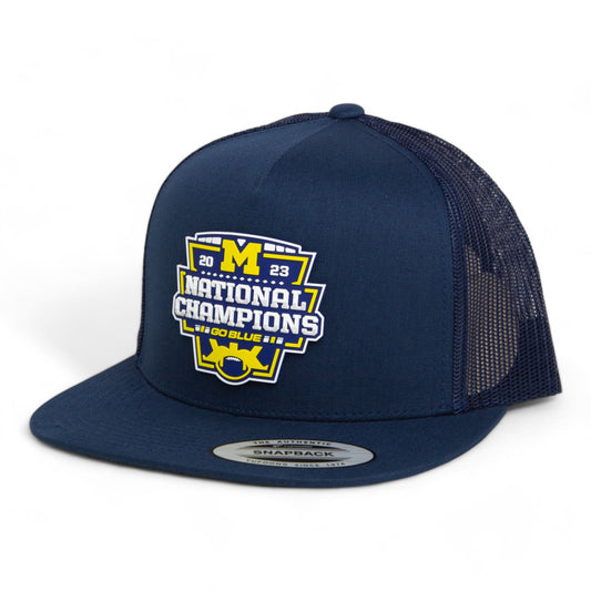 Michigan Wolverines College Football National Champions 3D YP Snapback Flat Bill Trucker Hat- Navy