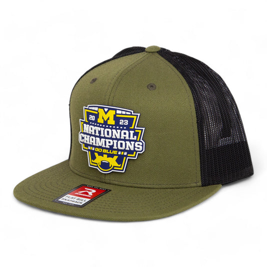 Michigan Wolverines College Football National Champions 3D Wool Blend Flat Bill Hat- Loden/ Black