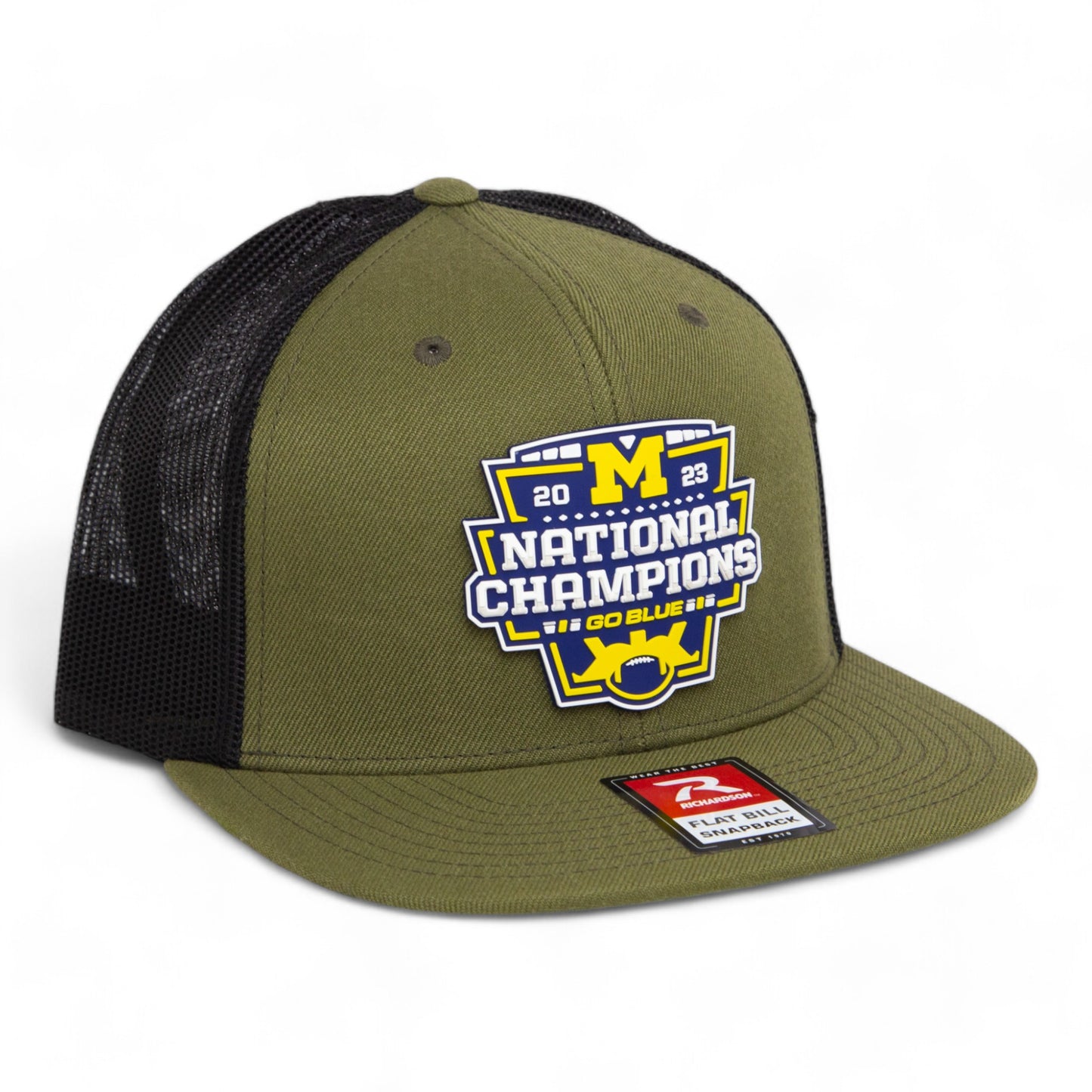 Michigan Wolverines College Football National Champions 3D Wool Blend Flat Bill Hat- Loden/ Black
