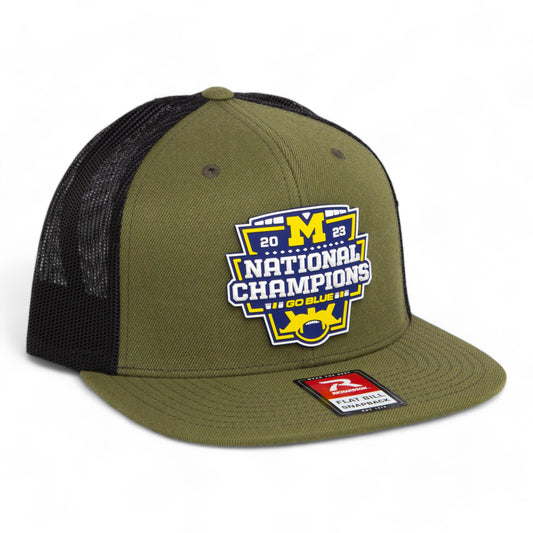 Michigan Wolverines College Football National Champions 3D Wool Blend Flat Bill Hat- Loden/ Black