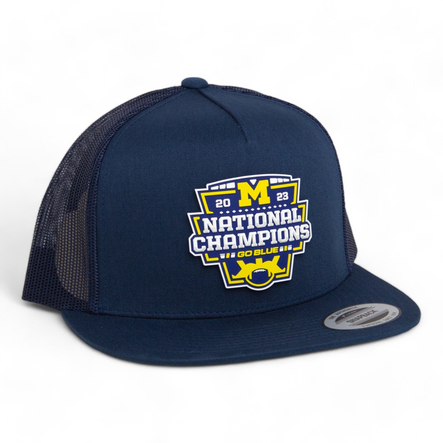 Michigan Wolverines College Football National Champions 3D YP Snapback Flat Bill Trucker Hat- Navy