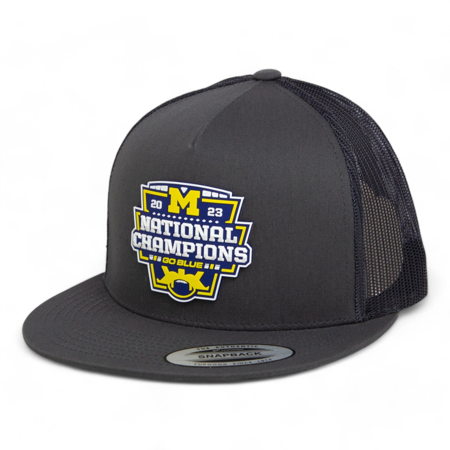 Michigan Wolverines College Football National Champions 3D YP Snapback Flat Bill Trucker Hat- Charcoal/ Black