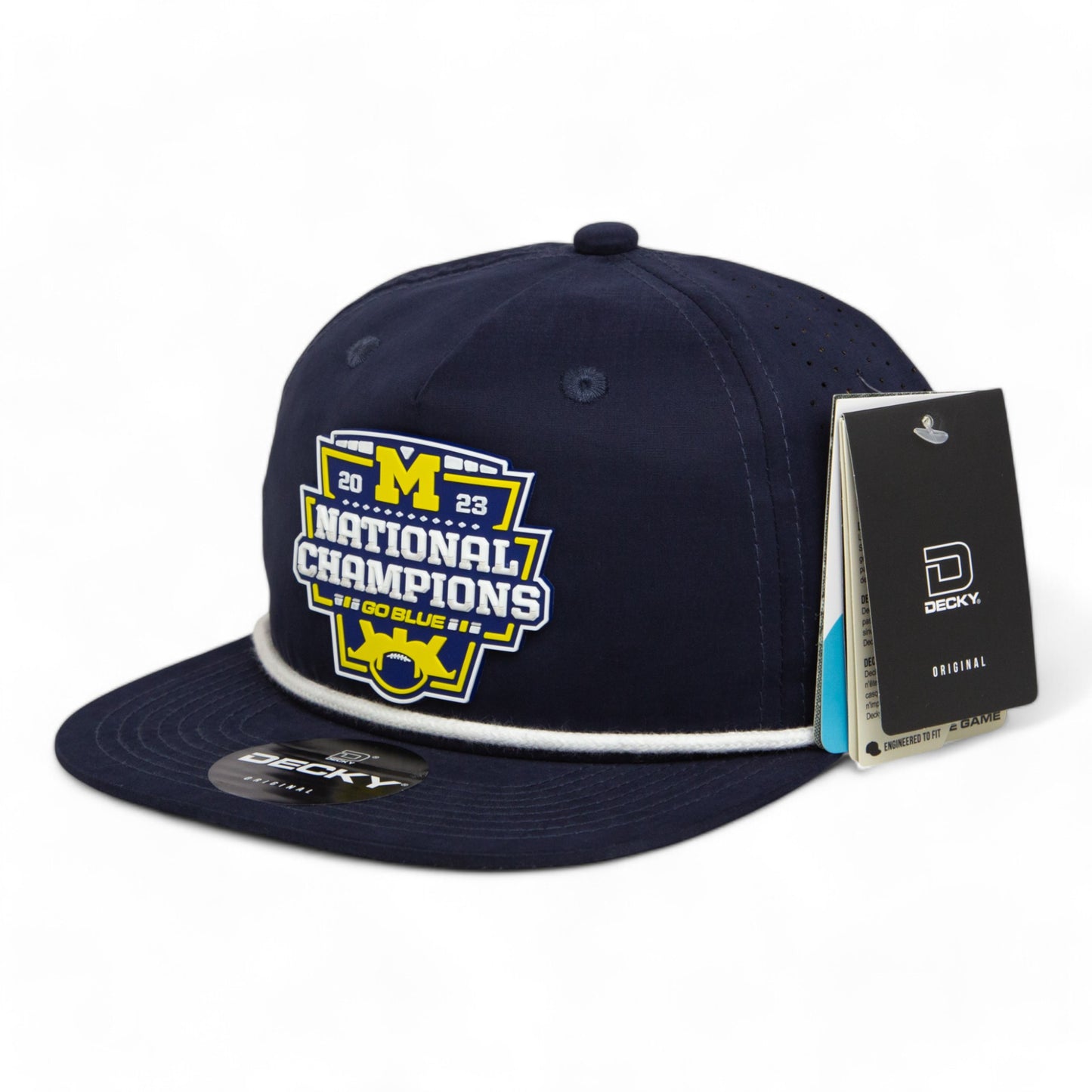 Michigan Wolverines College Football National Champions 3D Perforated Rope Hat- Navy/ White