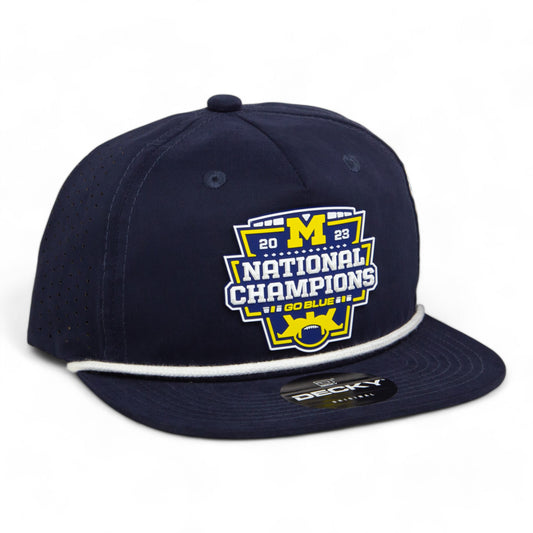 Michigan Wolverines College Football National Champions 3D Perforated Rope Hat- Navy/ White