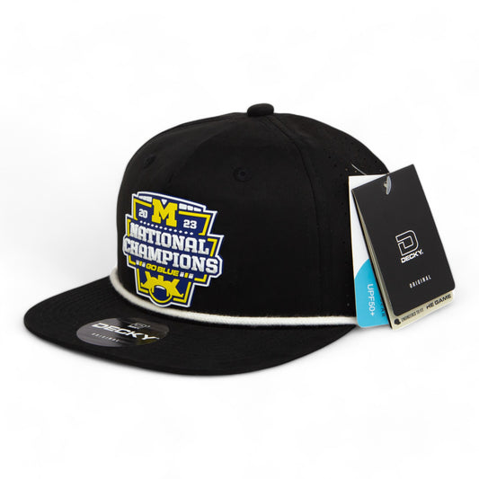 Michigan Wolverines College Football National Champions 3D Perforated Rope Hat- Black/ White