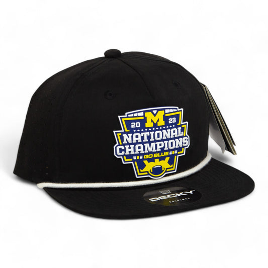 Michigan Wolverines College Football National Champions 3D Perforated Rope Hat- Black/ White