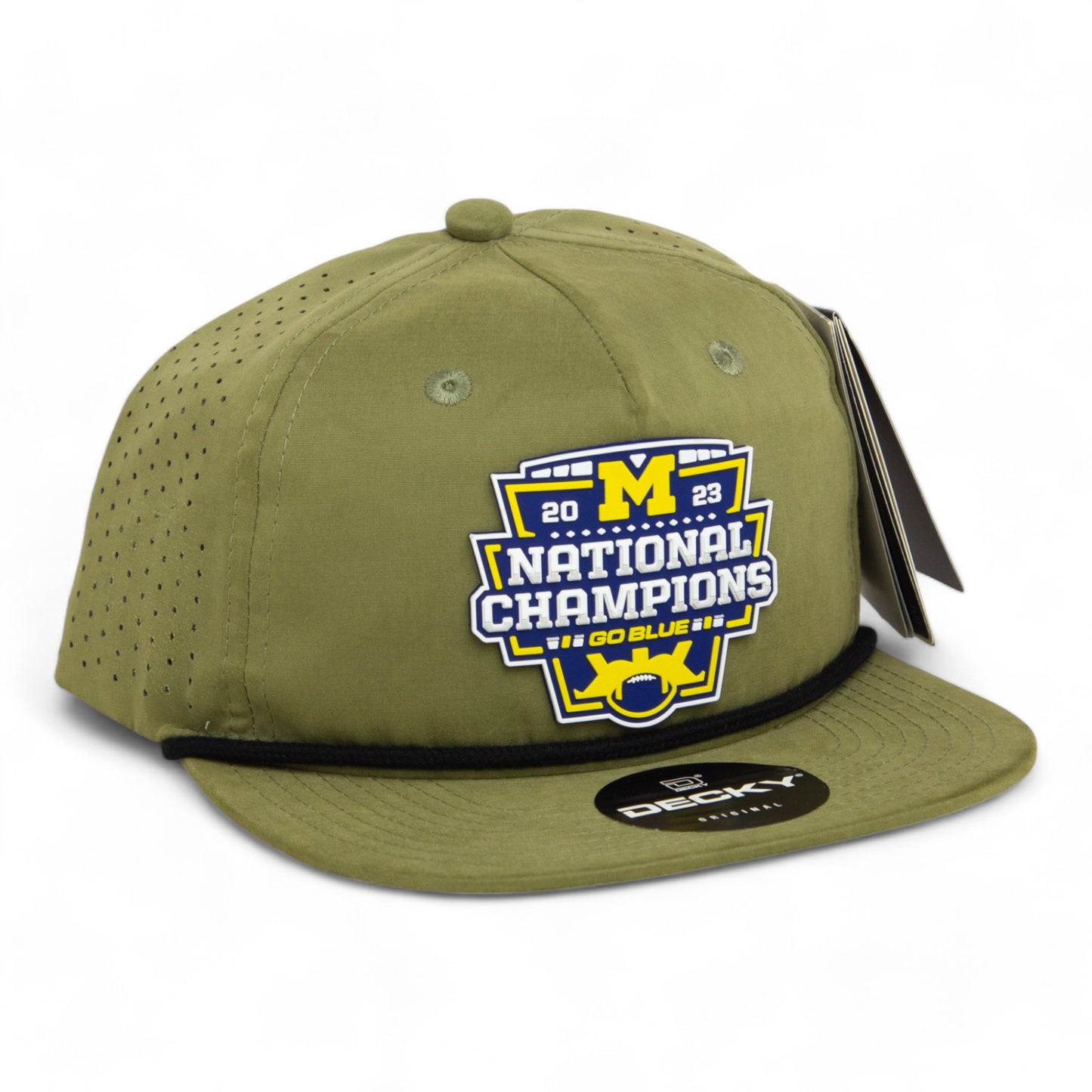 Michigan Wolverines College Football National Champions 3D Perforated Rope Hat- Loden/ Black