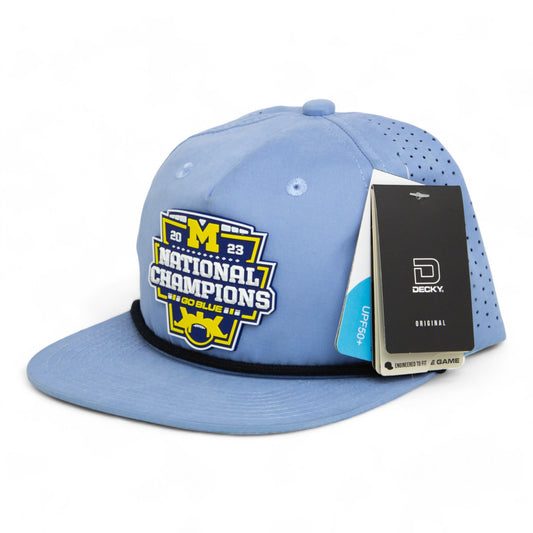 Michigan Wolverines College Football National Champions 3D Perforated Rope Hat- Sky/ Black