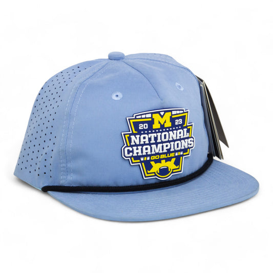 Michigan Wolverines College Football National Champions 3D Perforated Rope Hat- Sky/ Black