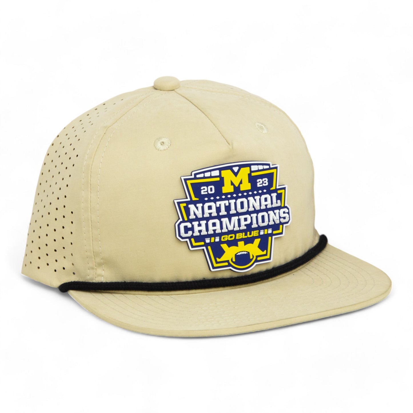 Michigan Wolverines College Football National Champions 3D Perforated Rope Hat- Birch/ Black