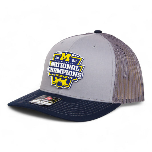 Michigan Wolverines College Football National Champions 3D Snapback Trucker Hat- Grey/ Charcoal/ Navy