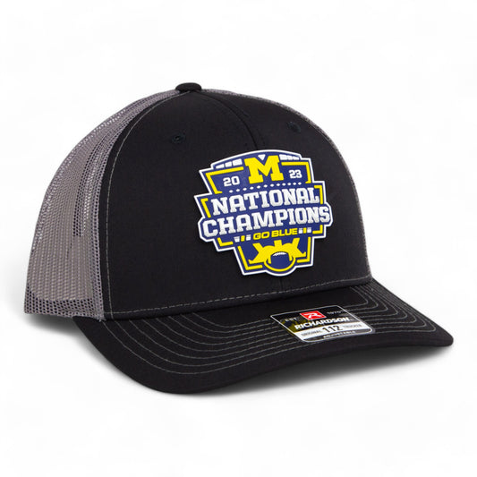 Michigan Wolverines College Football National Champions 3D Snapback Trucker Hat- Black/ Charcoal