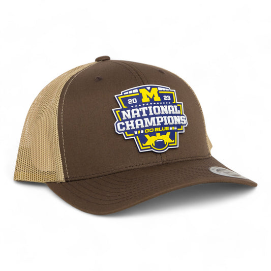 Michigan Wolverines College Football National Champions 3D YP Snapback Trucker Hat- Brown/ Tan