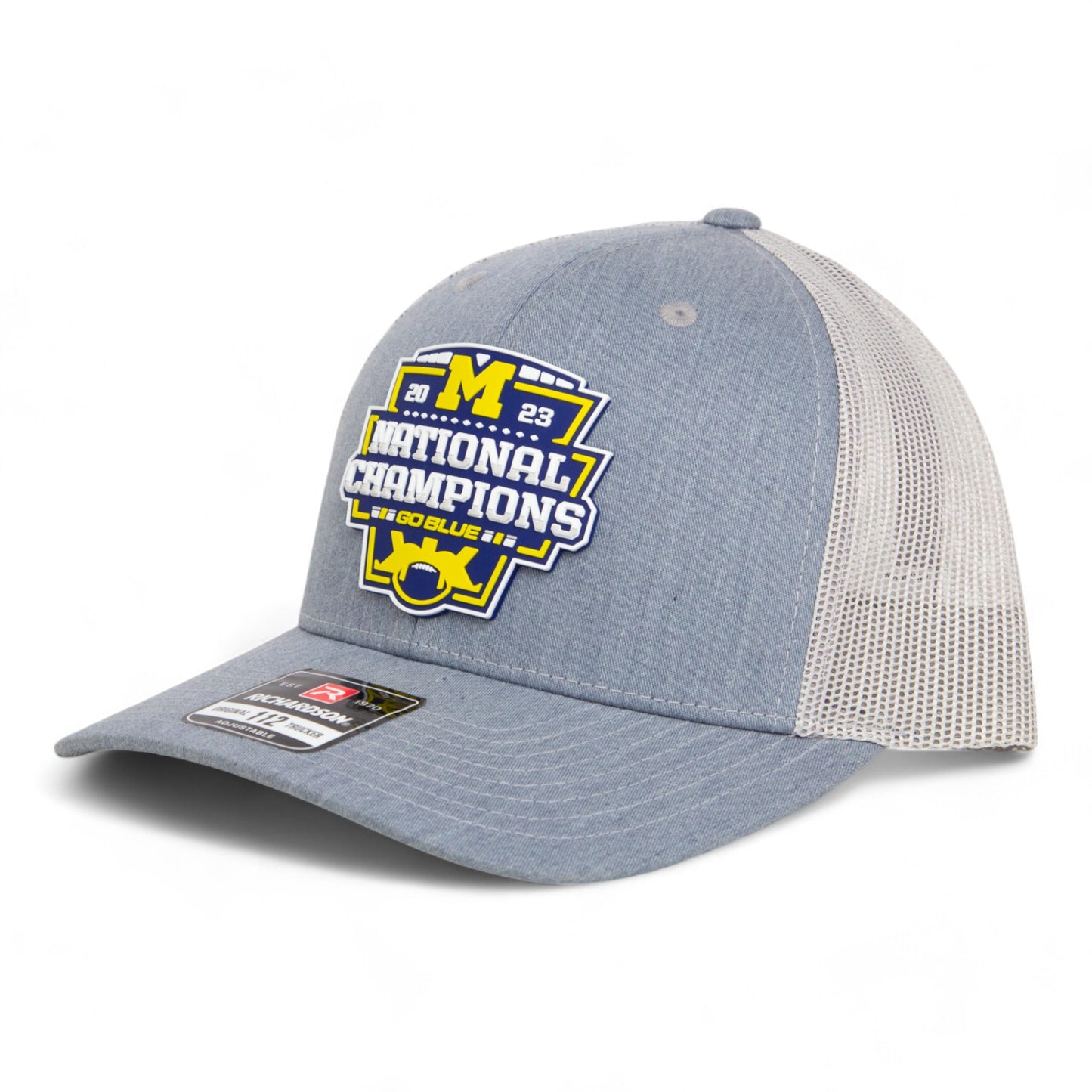 Michigan Wolverines College Football National Champions 3D Snapback Trucker Hat- Heather Grey/ Light Grey