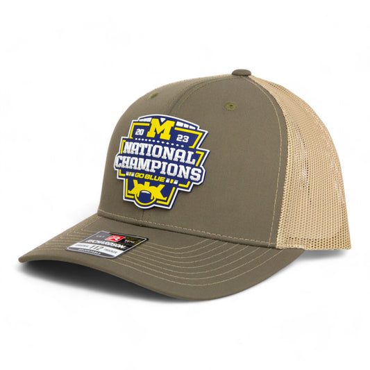 Michigan Wolverines College Football National Champions 3D Snapback Trucker Hat- Loden/ Tan