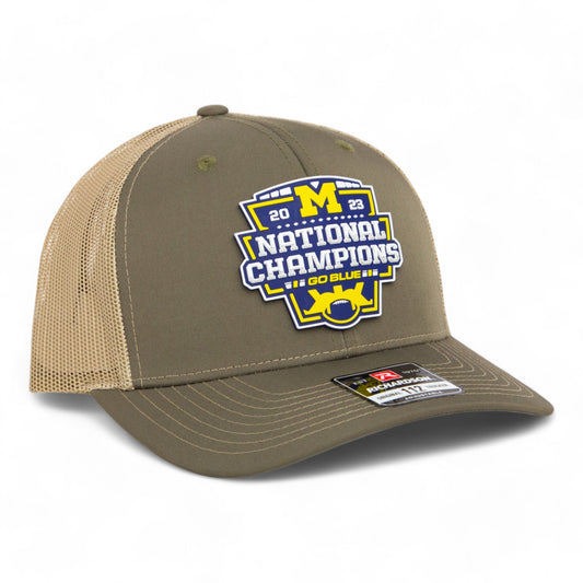 Michigan Wolverines College Football National Champions 3D Snapback Trucker Hat- Loden/ Tan