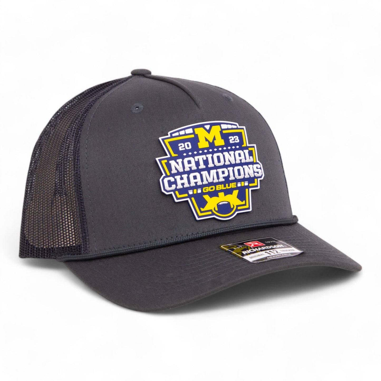 Michigan Wolverines College Football National Champions 3D Snapback Trucker Rope Hat- Charcoal