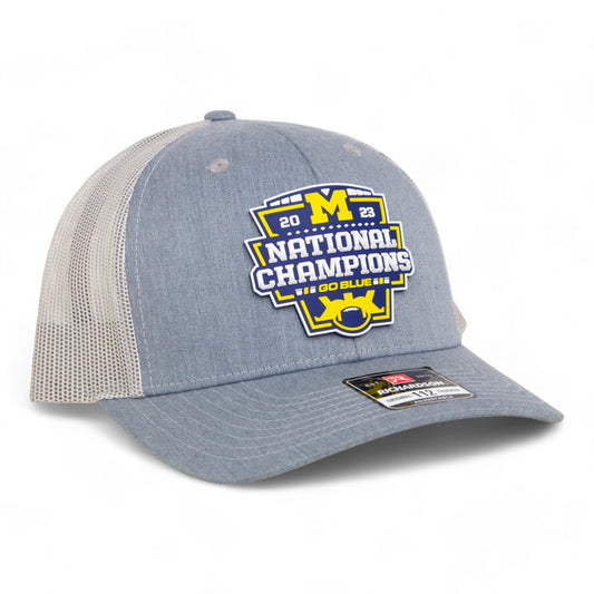 Michigan Wolverines College Football National Champions 3D Snapback Trucker Hat- Heather Grey/ Light Grey