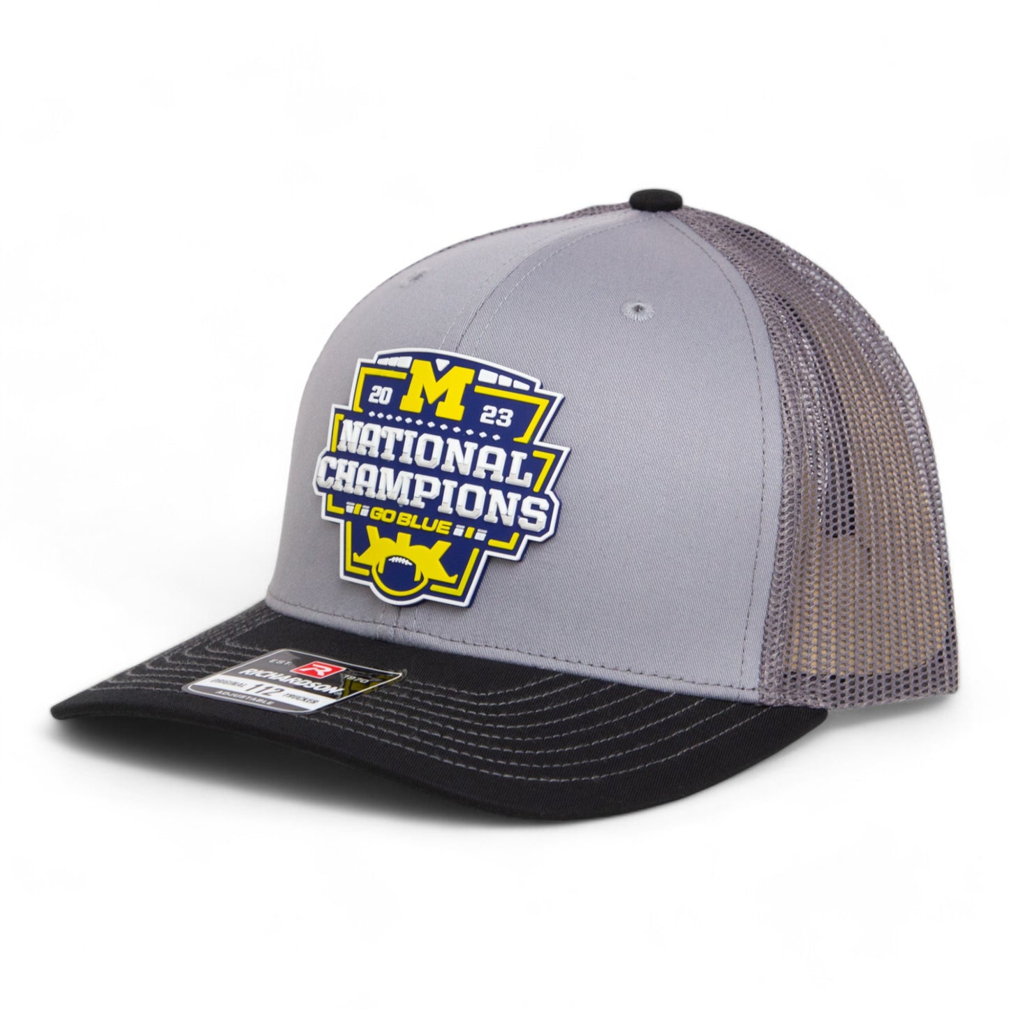 Michigan Wolverines College Football National Champions 3D Snapback Trucker Hat- Grey/ Charcoal/ Black