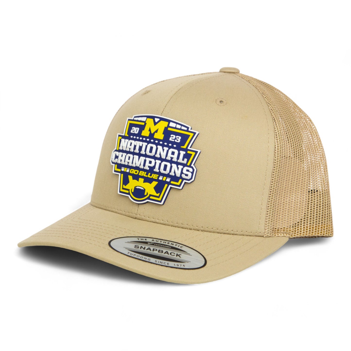 Michigan Wolverines College Football National Champions 3D YP Snapback Trucker Hat- Tan