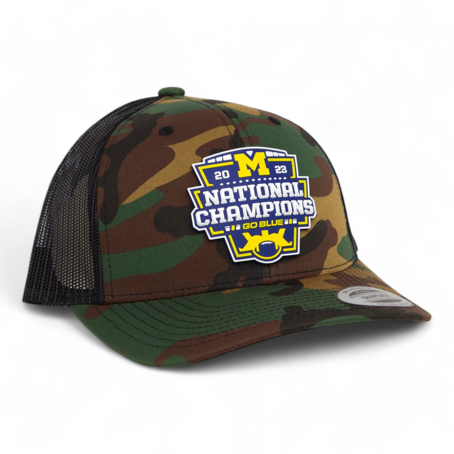 Michigan Wolverines College Football National Champions 3D YP Snapback Trucker Hat- Army Camo/ Black