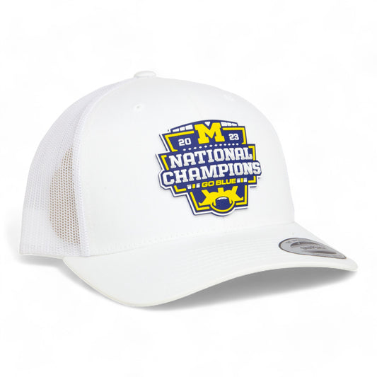 Michigan Wolverines College Football National Champions 3D YP Snapback Trucker Hat- White