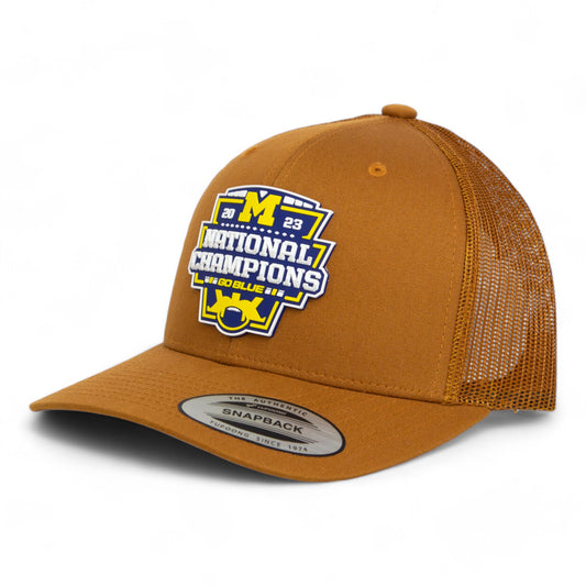 Michigan Wolverines College Football National Champions 3D YP Snapback Trucker Hat- Caramel