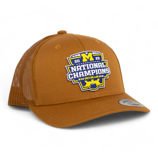 Michigan Wolverines College Football National Champions 3D YP Snapback Trucker Hat- Caramel