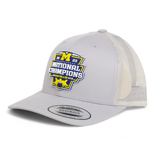 Michigan Wolverines College Football National Champions 3D YP Snapback Trucker Hat- Silver