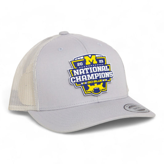 Michigan Wolverines College Football National Champions 3D YP Snapback Trucker Hat- Silver