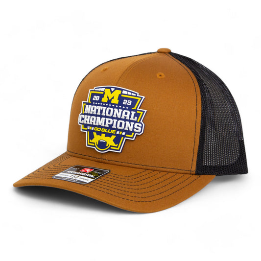 Michigan Wolverines College Football National Champions 3D Snapback Trucker Hat- Caramel/ Black