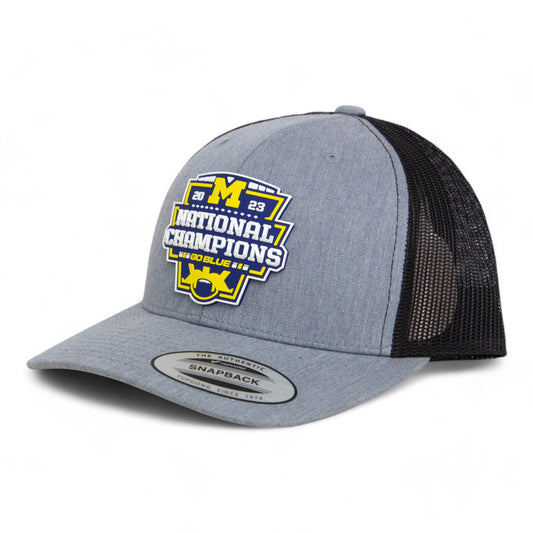 Michigan Wolverines College Football National Champions 3D YP Snapback Trucker Hat- Heather Grey/ Black