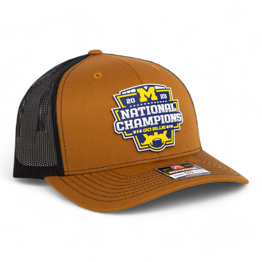 Michigan Wolverines College Football National Champions 3D Snapback Trucker Hat- Caramel/ Black