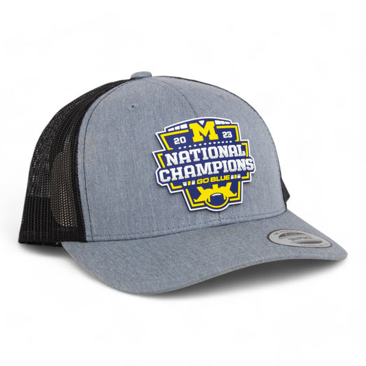 Michigan Wolverines College Football National Champions 3D YP Snapback Trucker Hat- Heather Grey/ Black