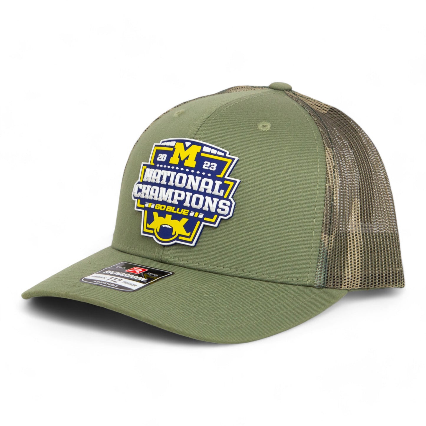 Michigan Wolverines College Football National Champions 3D Snapback Trucker Hat- Loden/ Green Camo