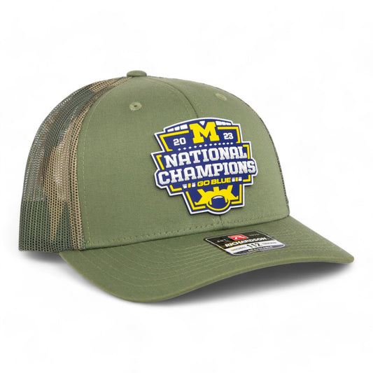 Michigan Wolverines College Football National Champions 3D Snapback Trucker Hat- Loden/ Green Camo