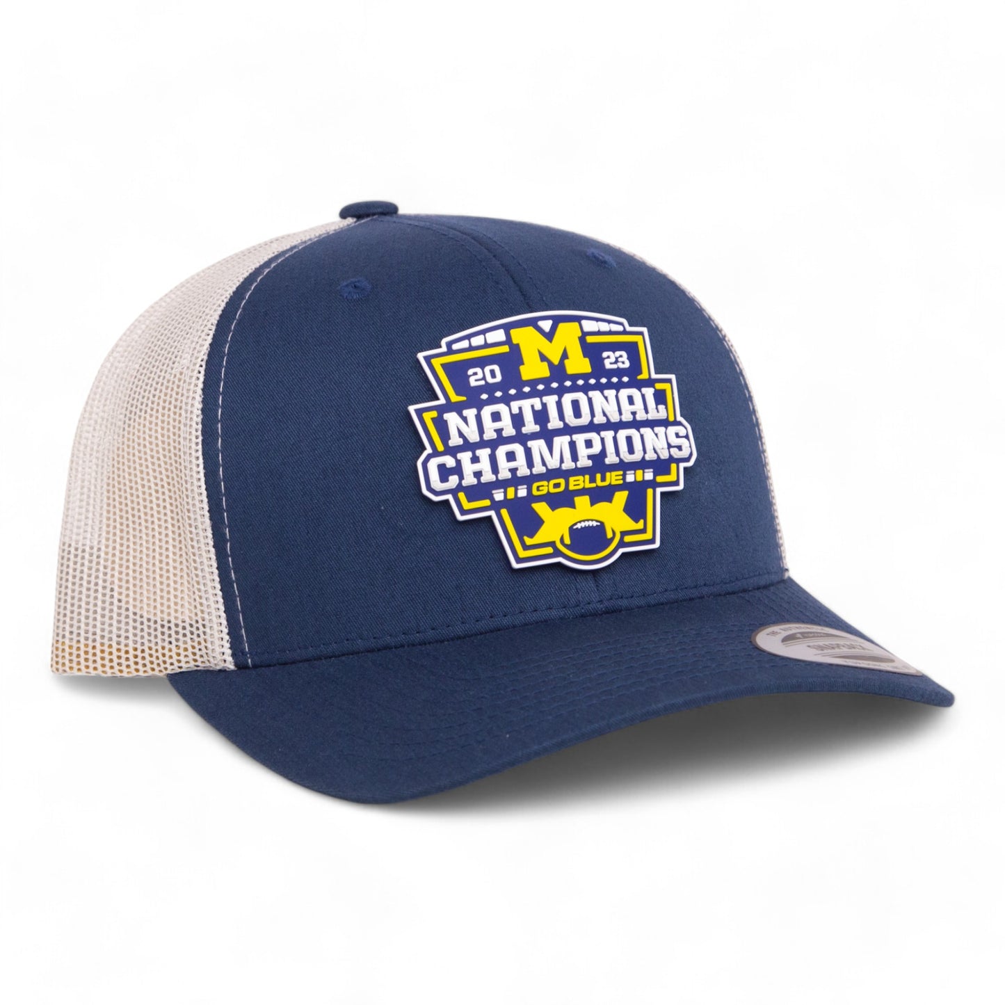 Michigan Wolverines College Football National Champions 3D YP Snapback Trucker Hat- Navy/ Silver