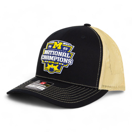 Michigan Wolverines College Football National Champions 3D Snapback Trucker Hat- Black/ Vegas Gold