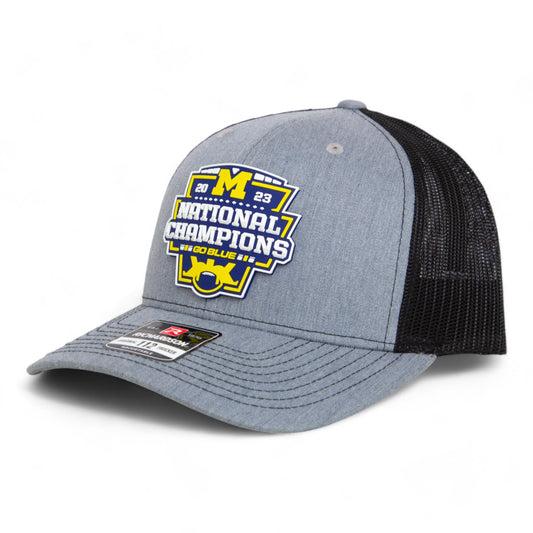 Michigan Wolverines College Football National Champions 3D Snapback Trucker Hat- Heather Grey/ Black