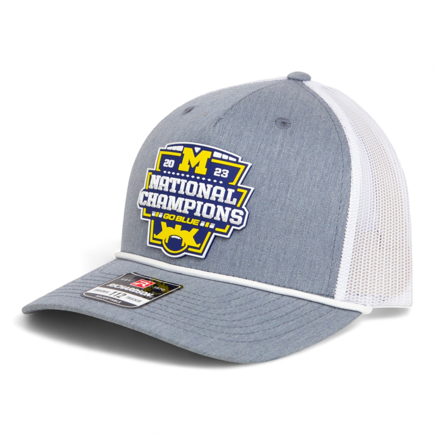 Michigan Wolverines College Football National Champions 3D Snapback Trucker Rope Hat- Heather Grey/ White