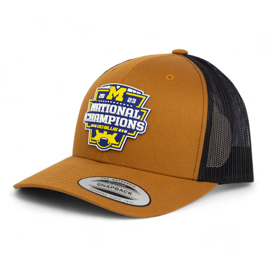 Michigan Wolverines College Football National Champions 3D YP Snapback Trucker Hat- Caramel/ Black