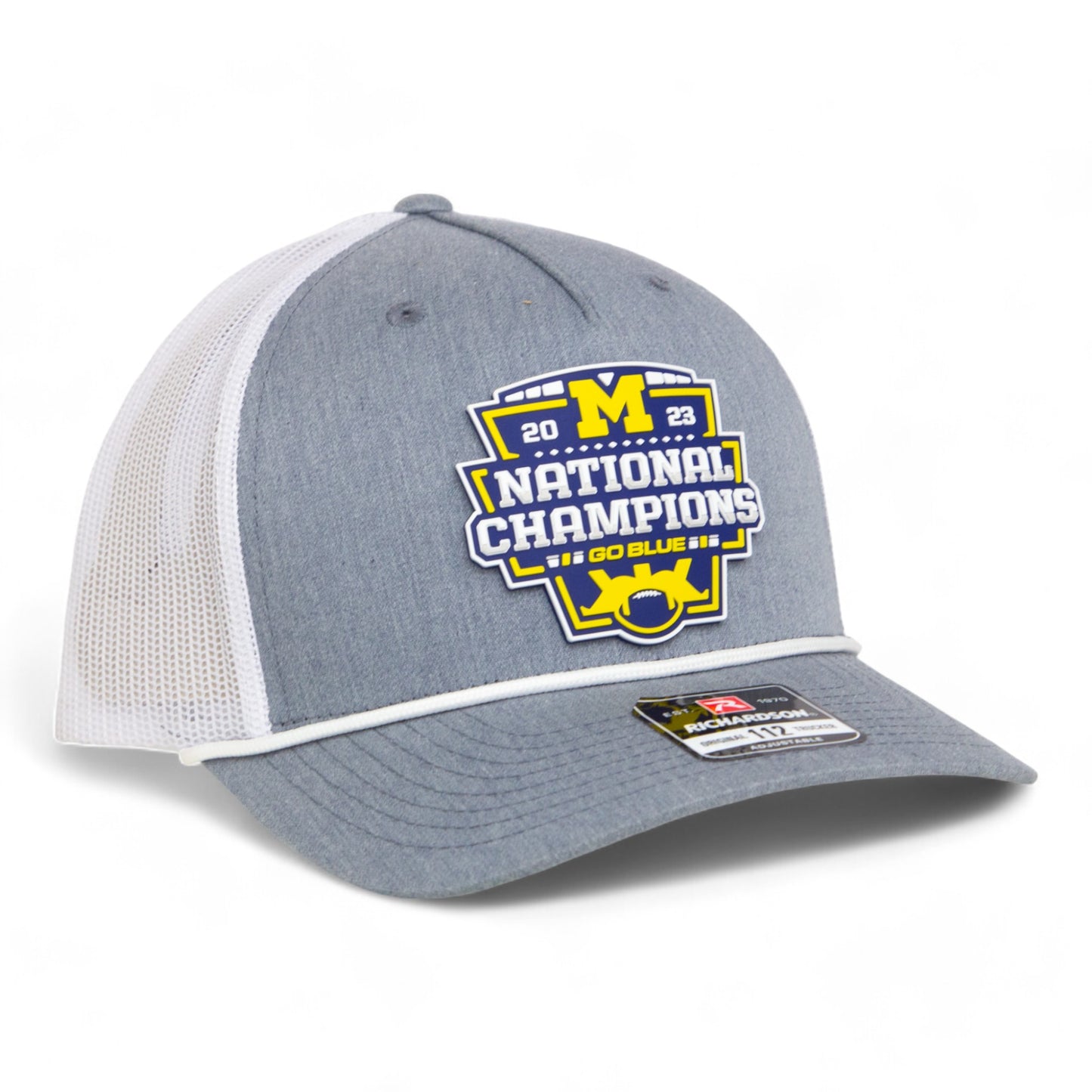 Michigan Wolverines College Football National Champions 3D Snapback Trucker Rope Hat- Heather Grey/ White