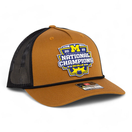 Michigan Wolverines College Football National Champions 3D Snapback Trucker Rope Hat- Caramel/ Black