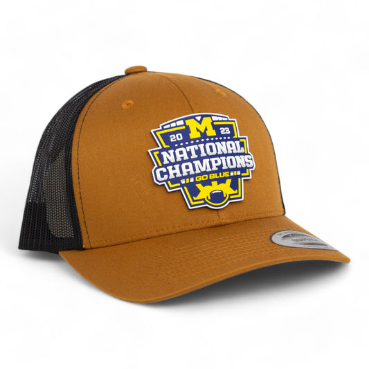 Michigan Wolverines College Football National Champions 3D YP Snapback Trucker Hat- Caramel/ Black